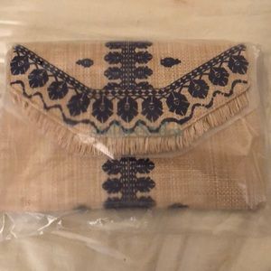 NWOT Stella & Dot Blue Fringe Clutch